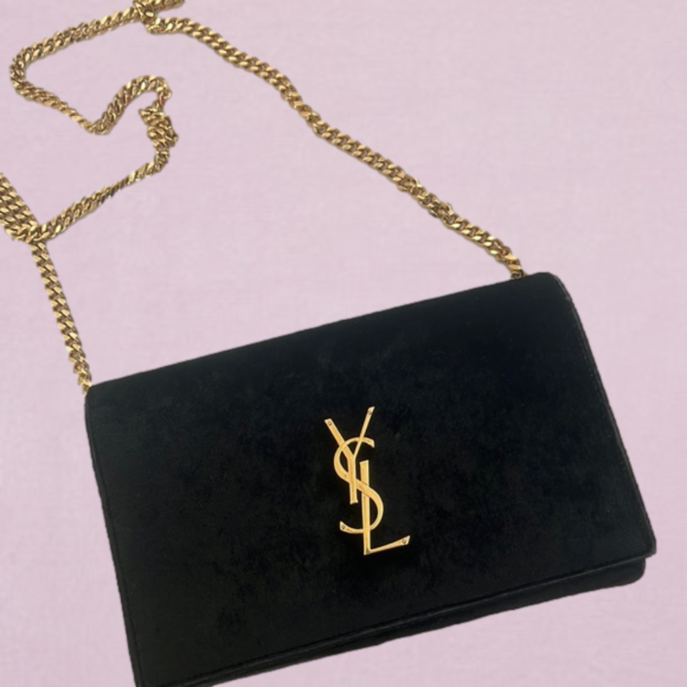Yves Saint Laurent black velvet cross body bag/WOC - Picture 1 of 17